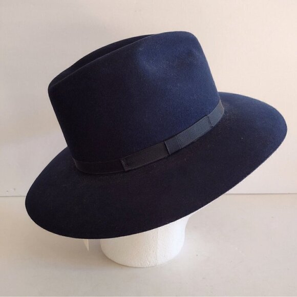 NWT Vintage Madcaps Womens Navy Blue Fedora 22" Diameter 100% Genuine Fur - Picture 2 of 12